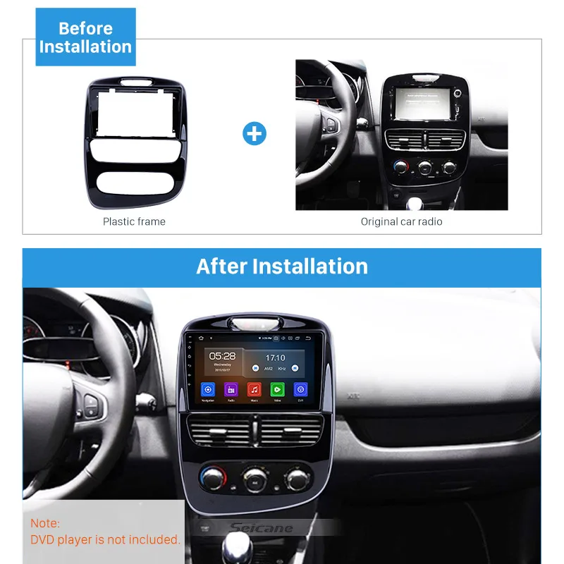 Seicane 9 inch car radio UV BLACK Frame For 2017+ RENAULT CLIO Installation  Kit Fascia Panel Trim OEM Style - AliExpress