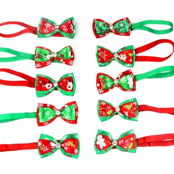 

Christmas Reflective Tape Pet Bow Tie Pet Dog Cat Necklace Adjustable Strap Collar Belt Flash Diamond Pet Supplies New Year Gift