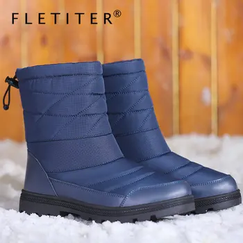

Plus Size 46 Men Boots Fashion Winter Boots For Men Fur Winter Snow Boots Plush Fashion Mans Footwear Warm Waterproof Men Shoes