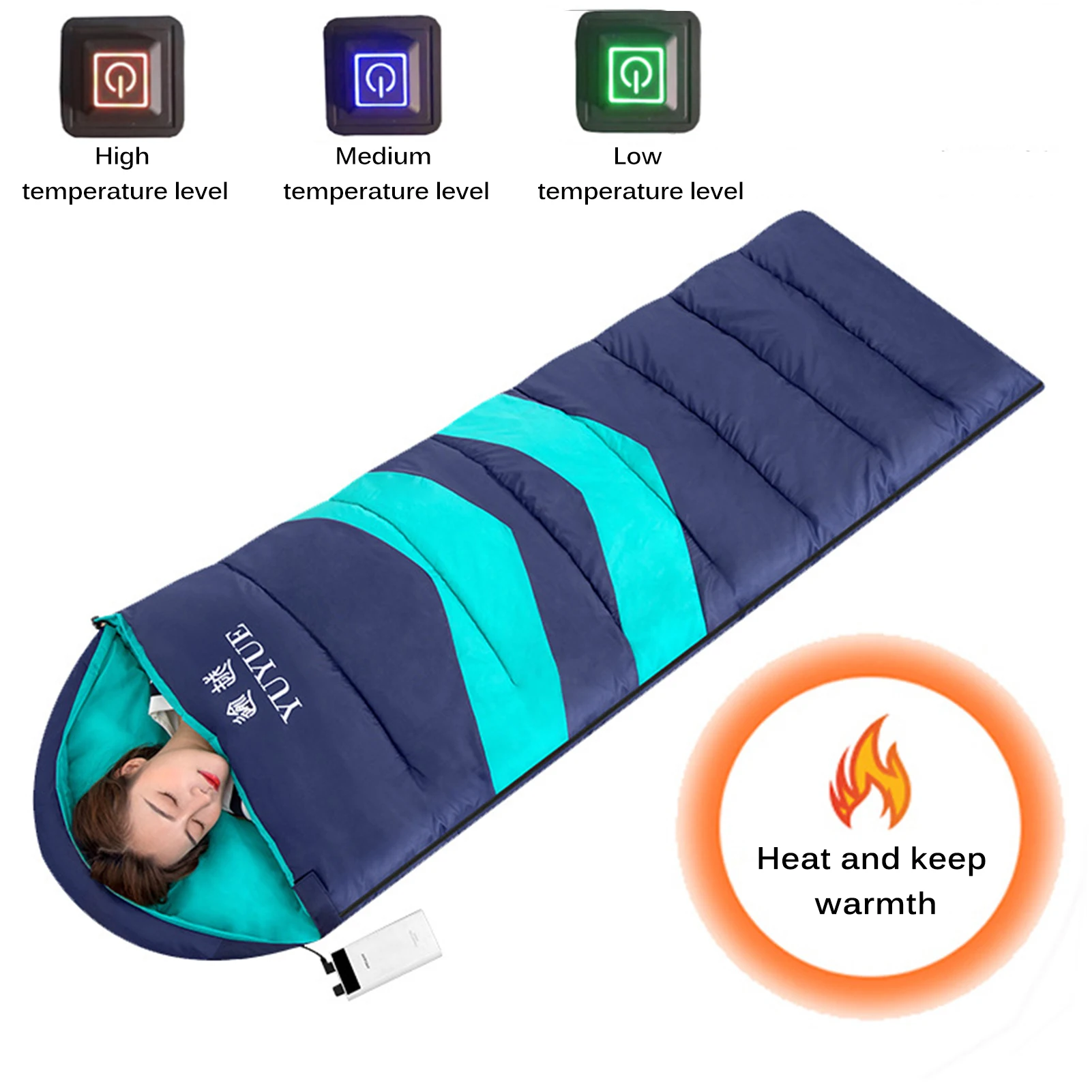 

Warm Heated Sleeping Bag Waterproof Windproof Pouch Heated Sleeping Bag Winter Sleeping Bag Liner For Outdoor Traveling Hiking