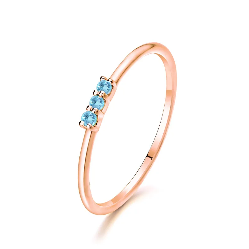 

Elegant 14K Pure Real Yellow Gold Topaz Stackable Rings for Women Fancy Gemstone Bands Fine Anniversary Engagement Jewelry