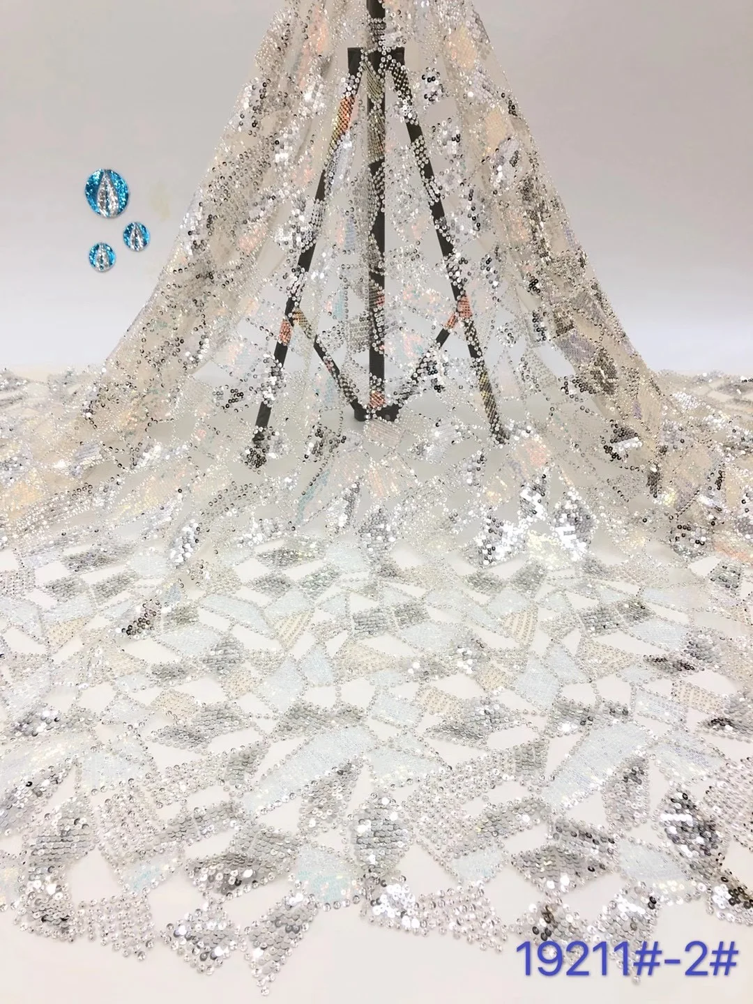 

High Quality Sequin Lace Fabric The Latest African Order Lace Fabric In 2021, Nigeria Mesh Tulle Lace Fabric XB4623