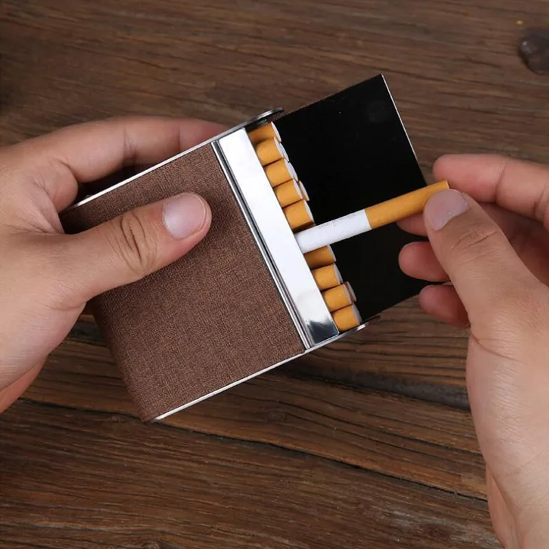 

Hold 20 Pieces Cigarette Case Fashion Portable Canvas Cigarette Case Titanium Steel Frame Cigarette Boxes Smoking Boxes