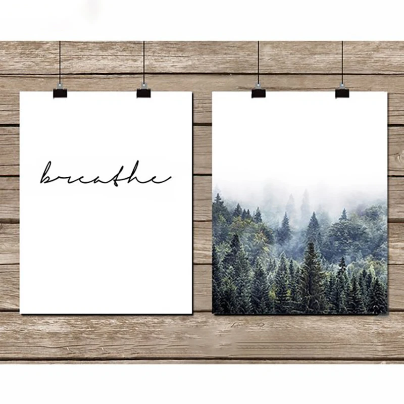 Bosque Nordico Paisaje Pared Arte Respirar Cartel Lienzo Arte