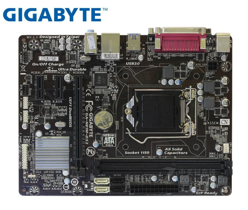 GIGABYTE GA-H81M-DS2 настольная материнская плата H81 Socket LGA 1150 i3 i5 i7 DDR3 16G Micro-ATX оригинальная б/у Материнская плата ПК