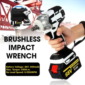 

Impact Wrench 68V Brushless Electric Impact Wrench Variable Speed Cordless Rechargeable Electric Impact Drill
