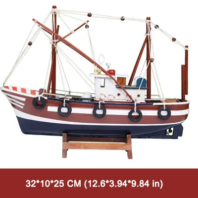 40*12,5*32 см деревянная имитационная модель кораблей ручной работы для рыбалки, парусных лодок, наборы игрушек, украшение стола, рождественский подарок - Цвет: 32cm-B
