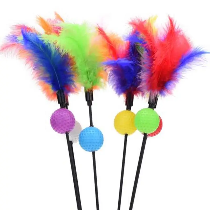 

3PCS Feather Cat Wand Toy Interactive Flexible Bell Cat Teaser Toy Kitten Catcher Teaser Stick Interactive Tools Pet Supplies