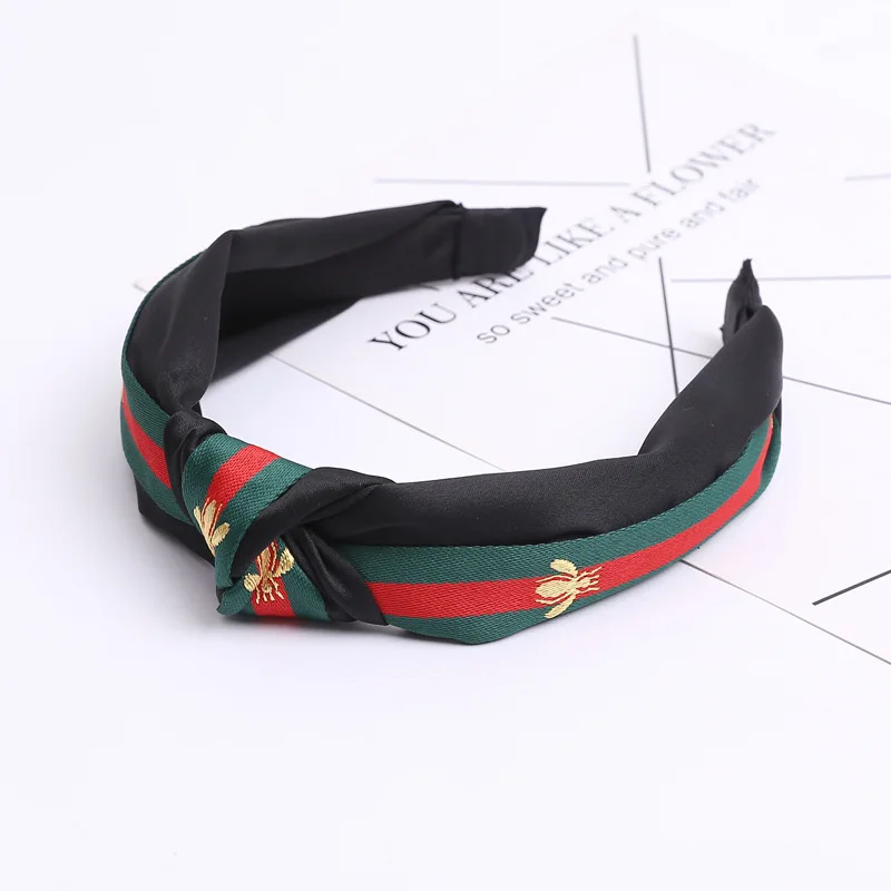 50pcs/lot DIY Multi Simple Fabrics Stripe Headband Tie A Knot Honey Bee Head Bands Hair Care& Styling Tools HA810