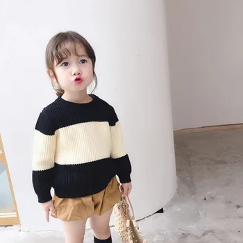 

2019 New Winter Striped Sweater Of Kids girl Sweaters And Tops Baby Girl Clothes Toddler Girl Sweaters 2-6T