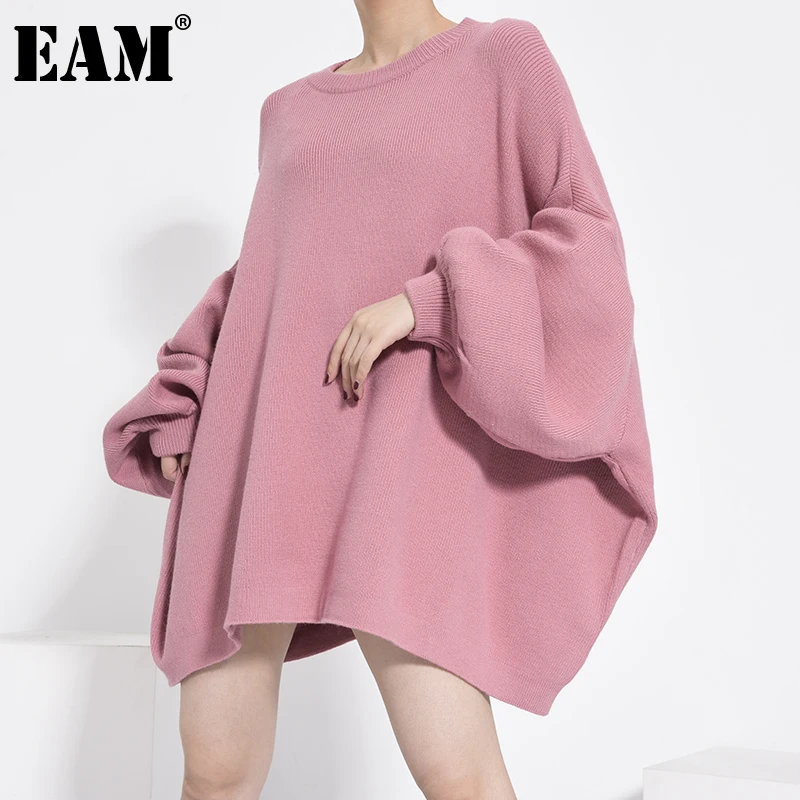 [EAM] Oversized Long Knitting Sweater Loose Fit
