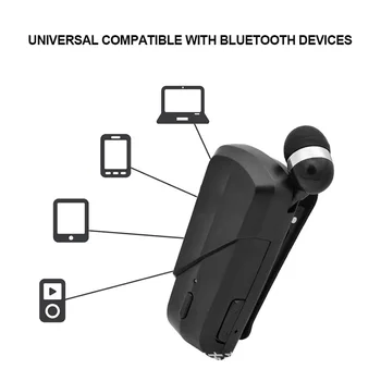 

F902 Retractable Wireless Bluetooth Earphones Stereo Portable Headphone Clip Mic phone Call Vibrating Alert Handsfree Headset