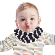 Из хлопка для маленьких мальчиков и девочек теплый толстый вязаный шарф шерсть теплые Бесконечность шарф, кольцо, хомут, полосатый шарф круг 88 см