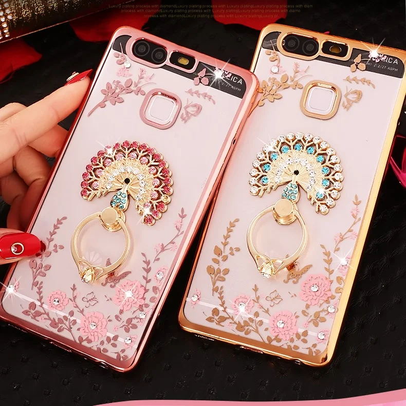 

Luxury Diamond Soft TPU Finger Ring Holder Phone Shell Case Cover For Huawei Honor 10 10i 8X 8A 8S V8 V9 6A Honor 20 pro 20i