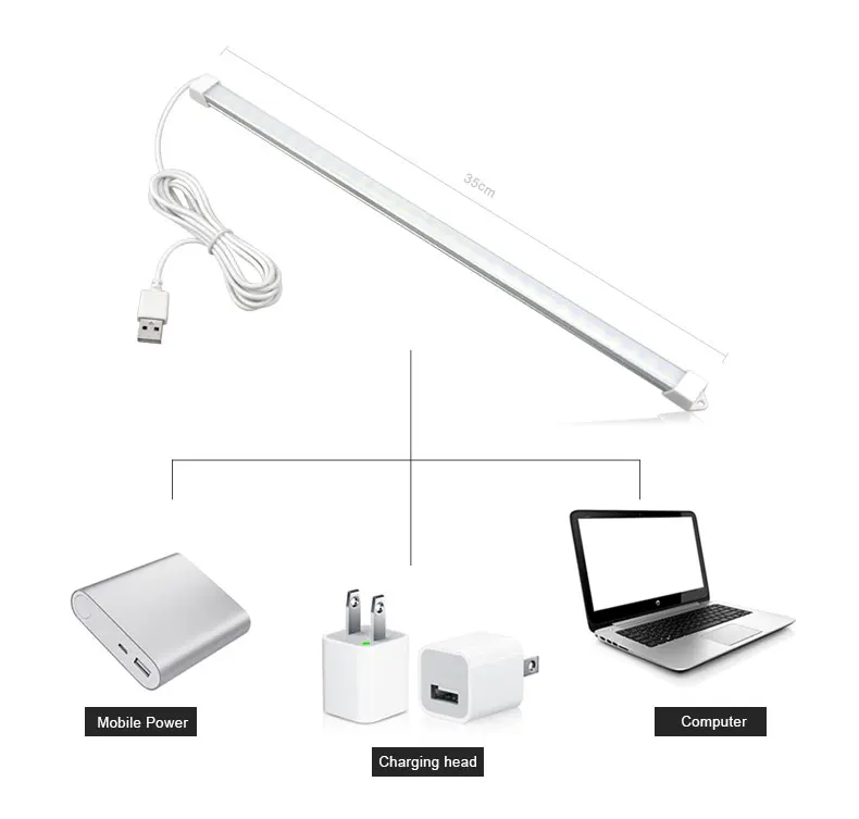 5 Вт 2835 USB светодиодный трубчатый алюминиевые светильники, лампа для внутреннего офиса, дома, кабинета, лампа для чтения светодиодный бар, настольная лампа