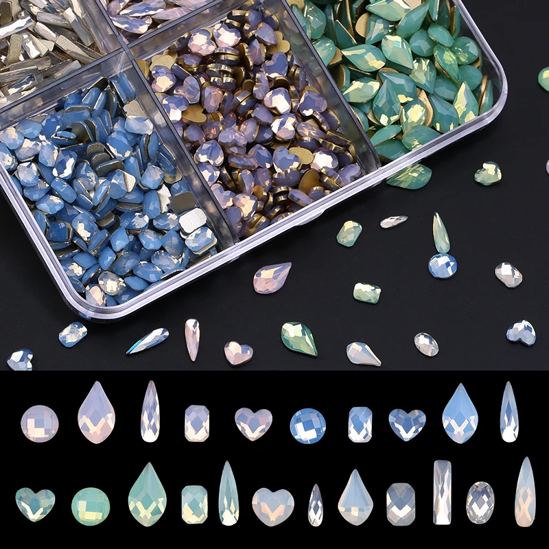 

20pcs/pack Opal Rhinestones Mixed Shapes Flatback Crystal Nail Gems Glitter Stones 3D Nail Art Rhinestones For Decorations