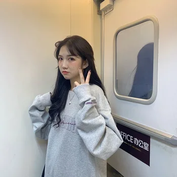 

Casual Girlhood Wear 2019 New Korean Style Pullover, All Round Collar , Women's Ins, Foreign Style Long Sleeve Coat