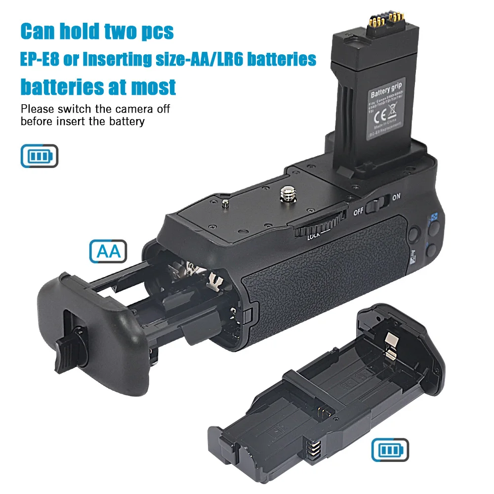 Mcoplus BG-550D Vertical Battery Grip Pack For Canon EOS 550D 600D 650D 700D T5i T4i T3i T2i as BG-E8 camera battery handle grip