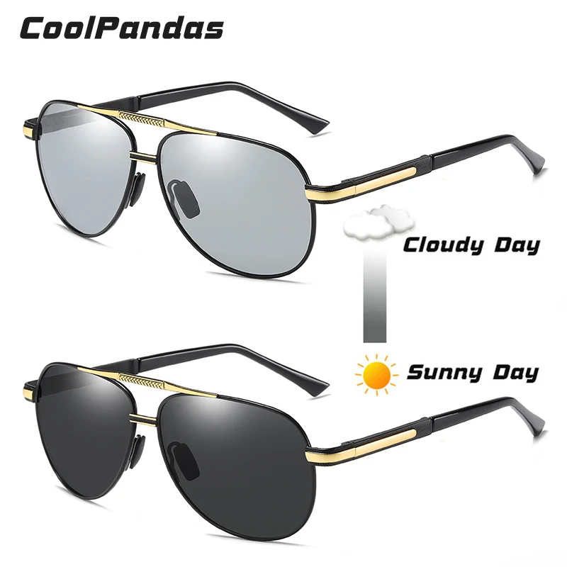 

CoolPandas Design Pilot Sunglasses Men Women Photochromic Change Color Lens Unisex Polarized Driving Glasses 100%UV Protection