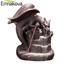 Ермакова китайский дракон горелка для благовоний с обратным потоком благовония палочка конус держатель фиолетовый песок дома гостиной украшения