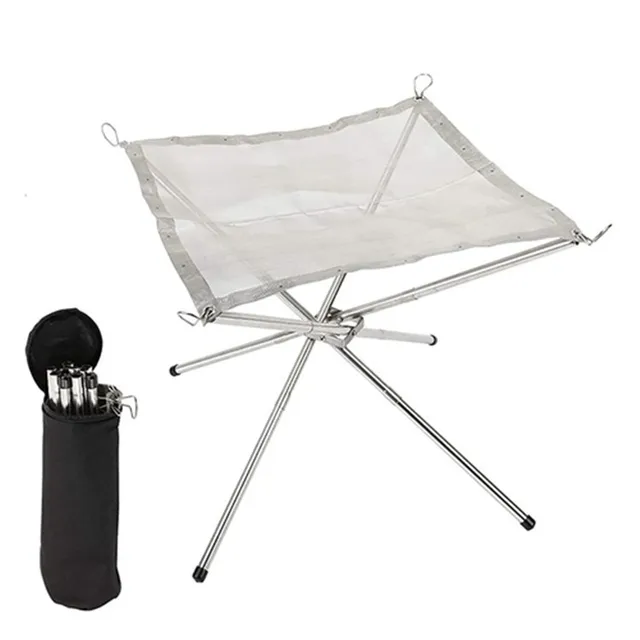 Bonlfire Tábortűz Kemping Fa Tűzhely Állvány Tűzállvány Rozsdamentes Acél Összecsukható Háló Tűz Pit Kültéri Fűtés