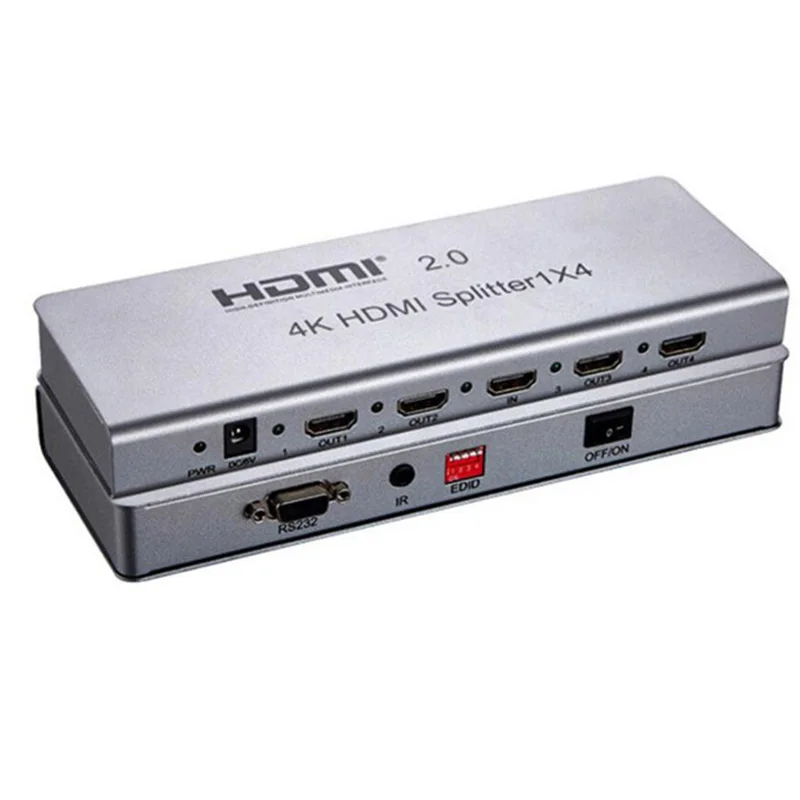 

Real UHD HDMI 2.0 Splitter 1 in 4 out 4k 60HZ HDMI 2.0 1X2 HDR HDCP 2.2 3840X2160p/60HZ with RS232 for PS4 pro PC laptop UHD TV