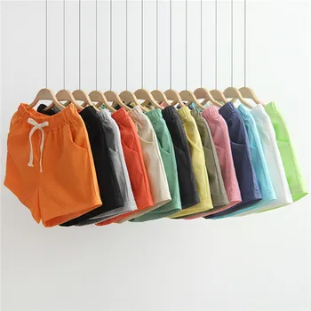 

Women's Shorts Candy Color Casual Loose Cotton & Linen Straight Shorts Women Sports Shorts