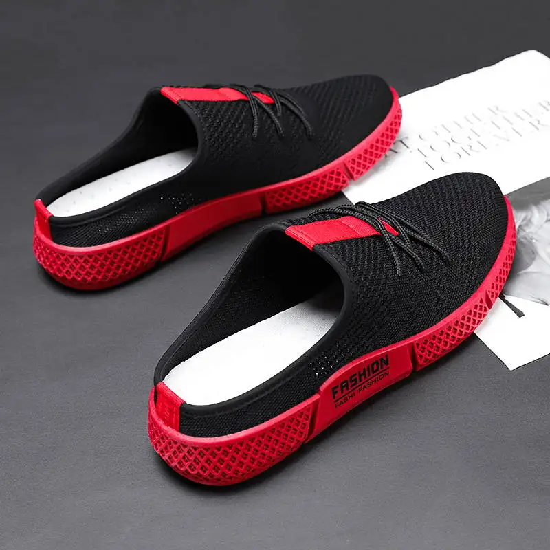 

Slippers Men Spring Autumn Mesh Flat Platform Shoes Men Casual Breathable Half slipper Flip Flops Mens Shoes Slides Sneakers Men