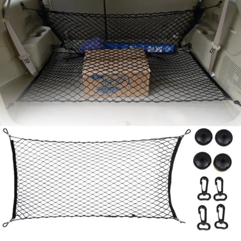 Автомобильные сетки-держатели в багажник 120x70 см эластичный крепкий нейлон грузовой органайзер для хранения в багаже сетчатая сетка с крючками для автомобиля фургон пикап SUV MPV