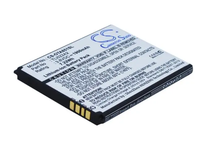 Cameron sino 1900 мАч батарея для ALCATEL One Touch Sonic OT-A851L TLi022A2 мобильный, Смартфон батарея