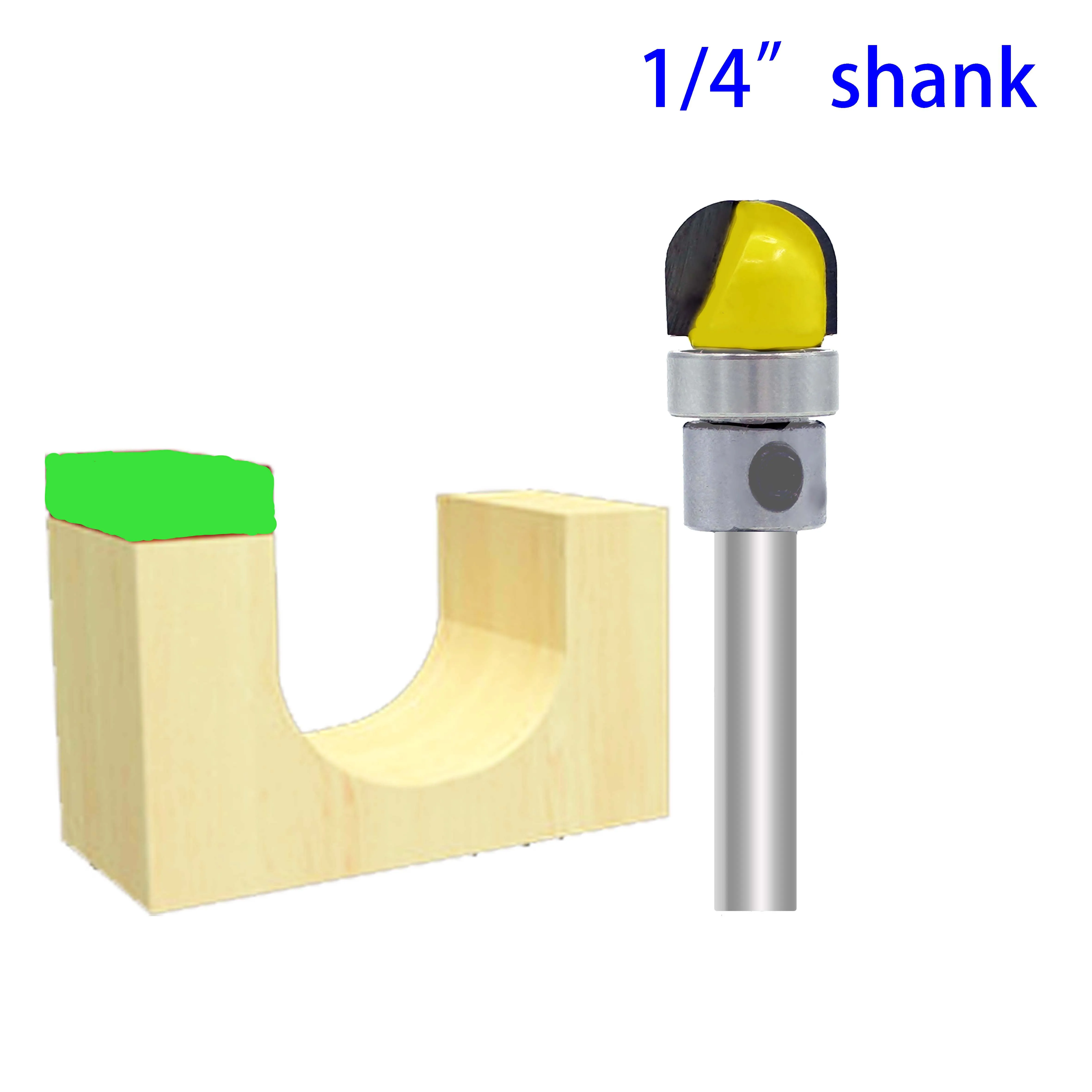 

1pc 1/4" Shank Round Nose Router Bit with Shank Bearing - 1/2" W x 3/8" H For Woodworking Cutting Tool fresas para metal