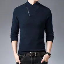 Модный брендовый мужской свитер, пуловеры, облегающие вязаные Джемперы, пуловер на молнии, корейский стиль, повседневная мужская одежда