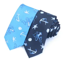 Мужской черный корейский академический узкий галстук кальмар Морская звезда морское создание дизайн синий 6 см креативные Галстуки