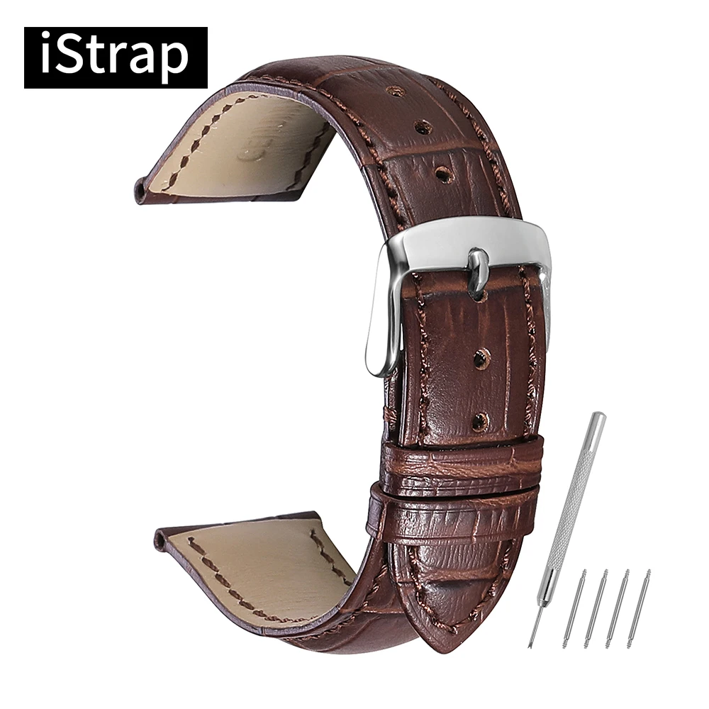 Ремешок для часов iStrap черный ремешок из натуральной кожи 18 мм 19 20 21 22 24