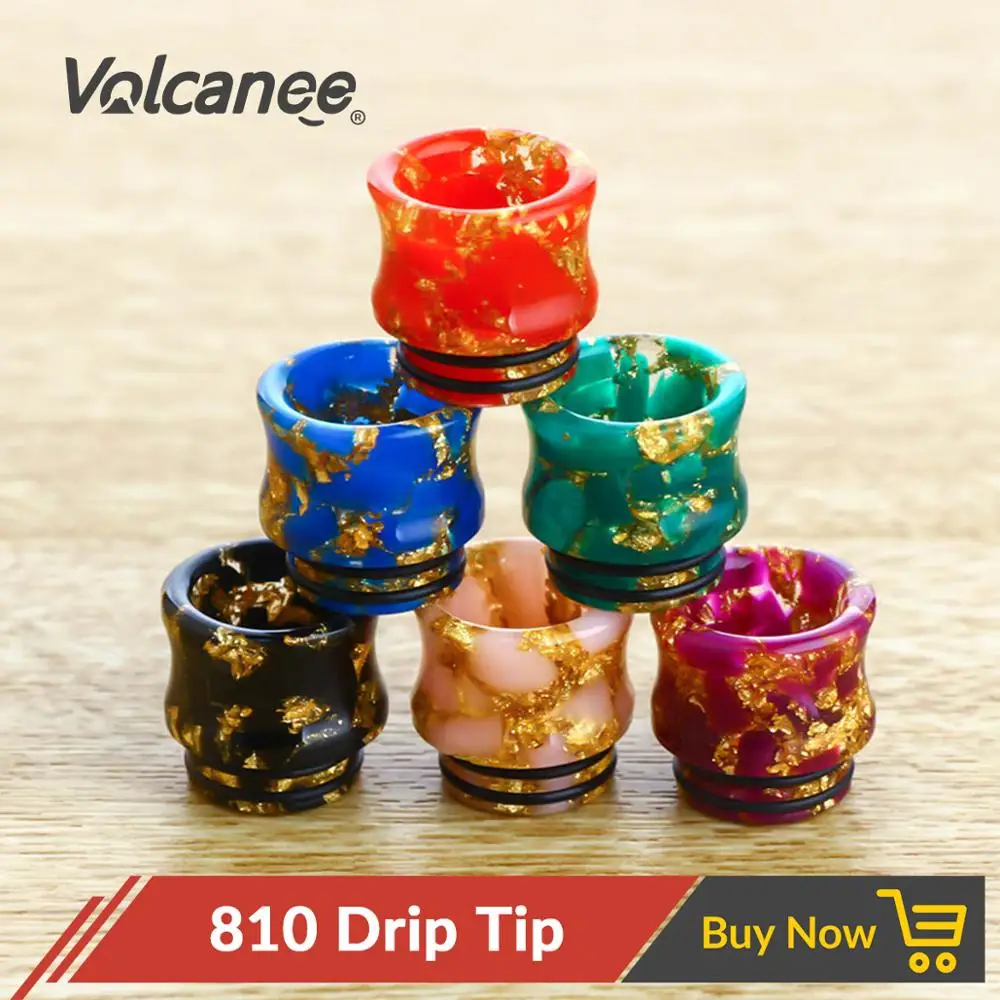 

Volcanee Drip Tip 810 with Shine Gold 16mm Diameter Wide Bore Mouthpiece for E Cigarettes RDA RTA Vape Tank Vaporizer Atomizer