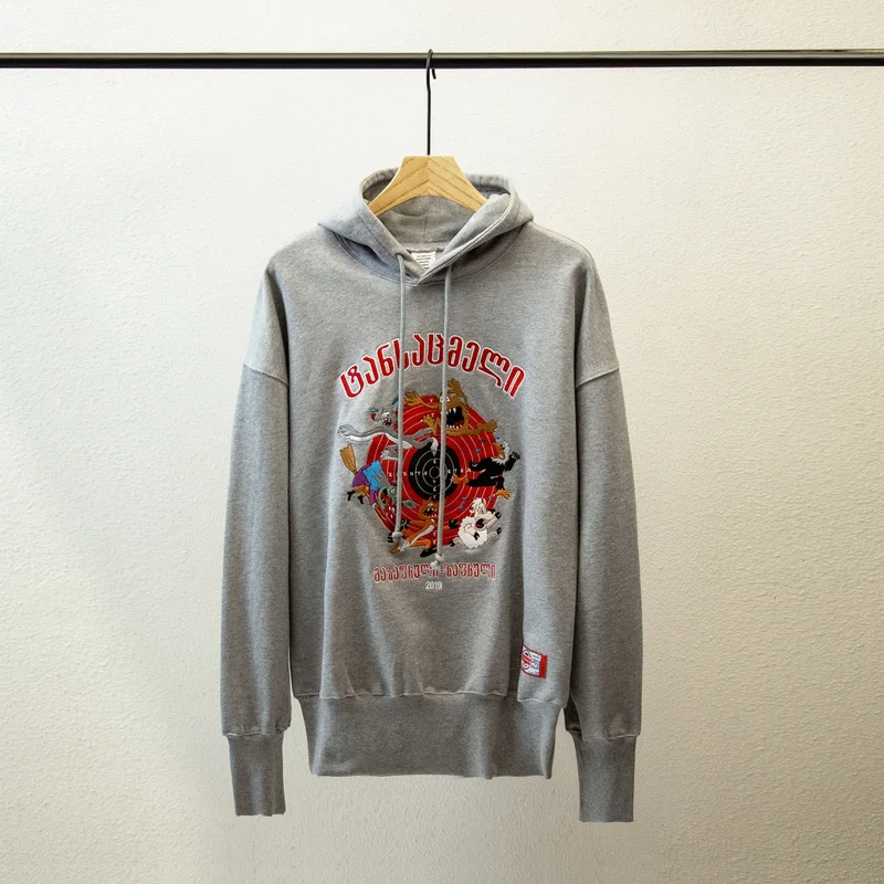 Vetements, толстовки для мужчин и женщин с вышивкой, большие карманы, Мультяшные трендовые милые женские свободные пуловеры kanye west vetements
