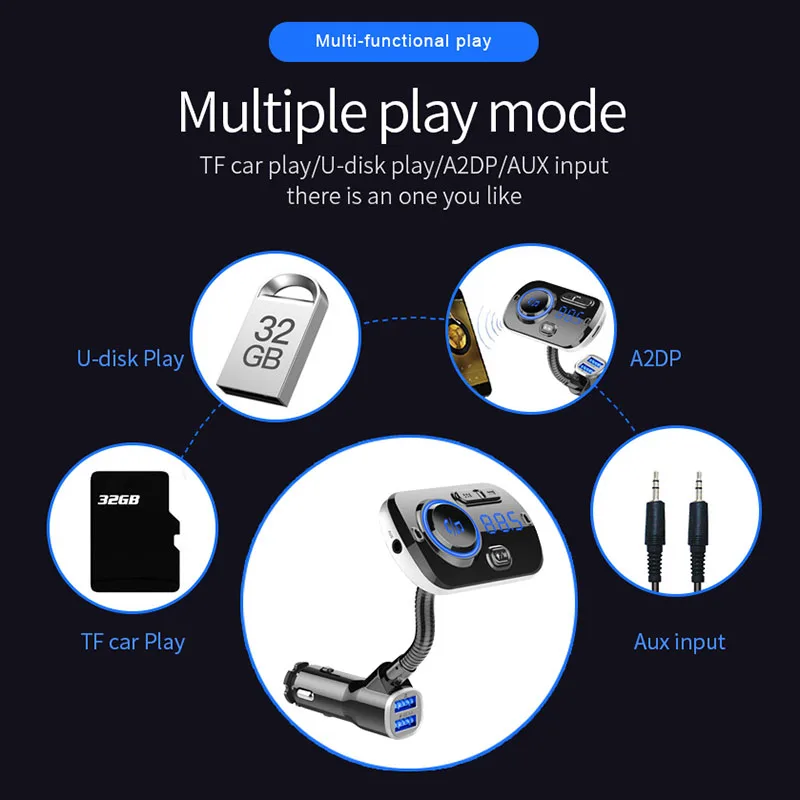 Двойной USB Bluetooth автомобильное зарядное устройство беспроводное автомобильный комплект MP3-плеер ЖК-дисплей громкой связи fm-передатчик Поддержка 2 мобильных телефонов