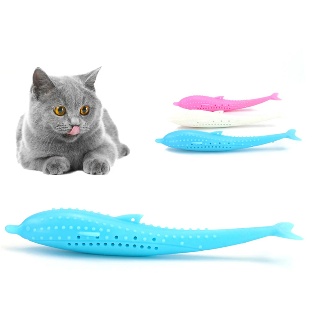 2 шт. для домашнего питомца, котенка, кошки зубная щетка рыбий формы Catnip молярный укус-стойкая жевательная игрушка для собак, очищающая зубы для котенка