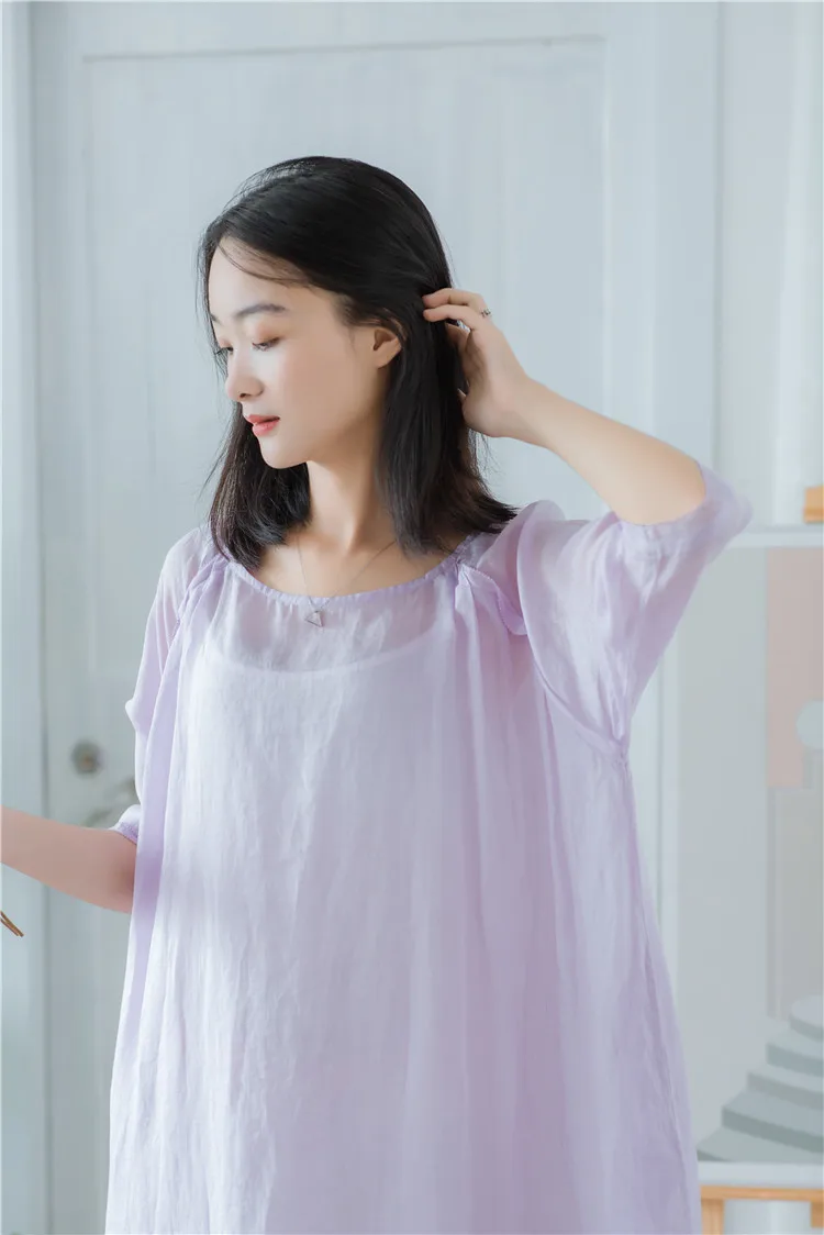SCUWLINEN Vestidos женское летнее платье однотонные три четверти белые тонкие длинные платья из ткани рами S999