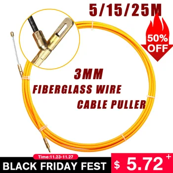 

3mm 25m/15m/5m Durable Fiberglass Electric Guide Device Cable Push Pullers Duct Rodder Fish Tape Wire Wiring Accessories