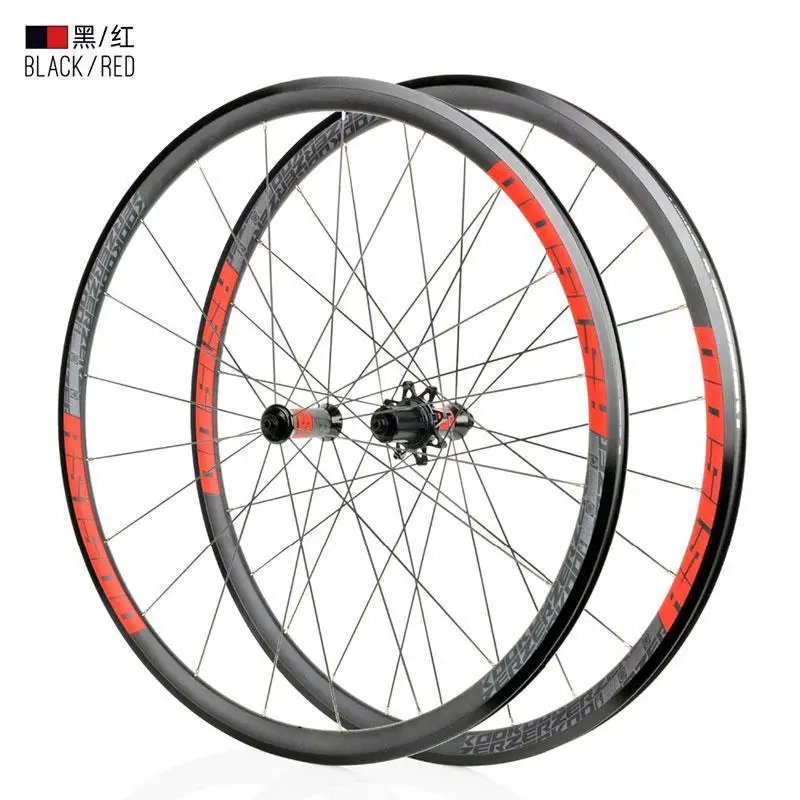 700C Wheelset KOOZER RS1500 Road Bike Front 2 Rear 4 Bearing 72 Ring 30MM Rim 2:1 Spoke Wheels Ultralight 1500g use RS330 - Цвет: Black Red