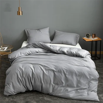 

Bedding Set 4-7pcs/set Plain Solid Color Quilt Cover Set Bed Sheet Pillowcase Adult Bed Linen Bedclothes Home Textile