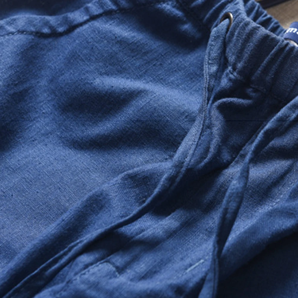 Men's casual solid color monochrome elastic waist pocket pants comfortable straight pants Solid color easy to match great gifts