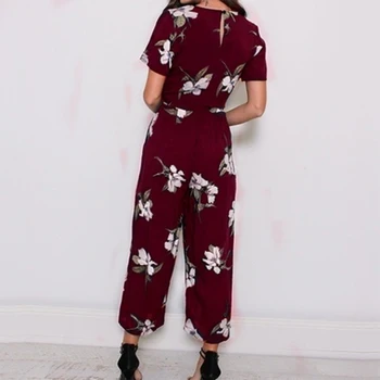 

Sexy V-Neck Tie Waist Floral Print Comfortable Women Casual Simple Personality Jumpsuit Pants For Women V-Neck Playsuit