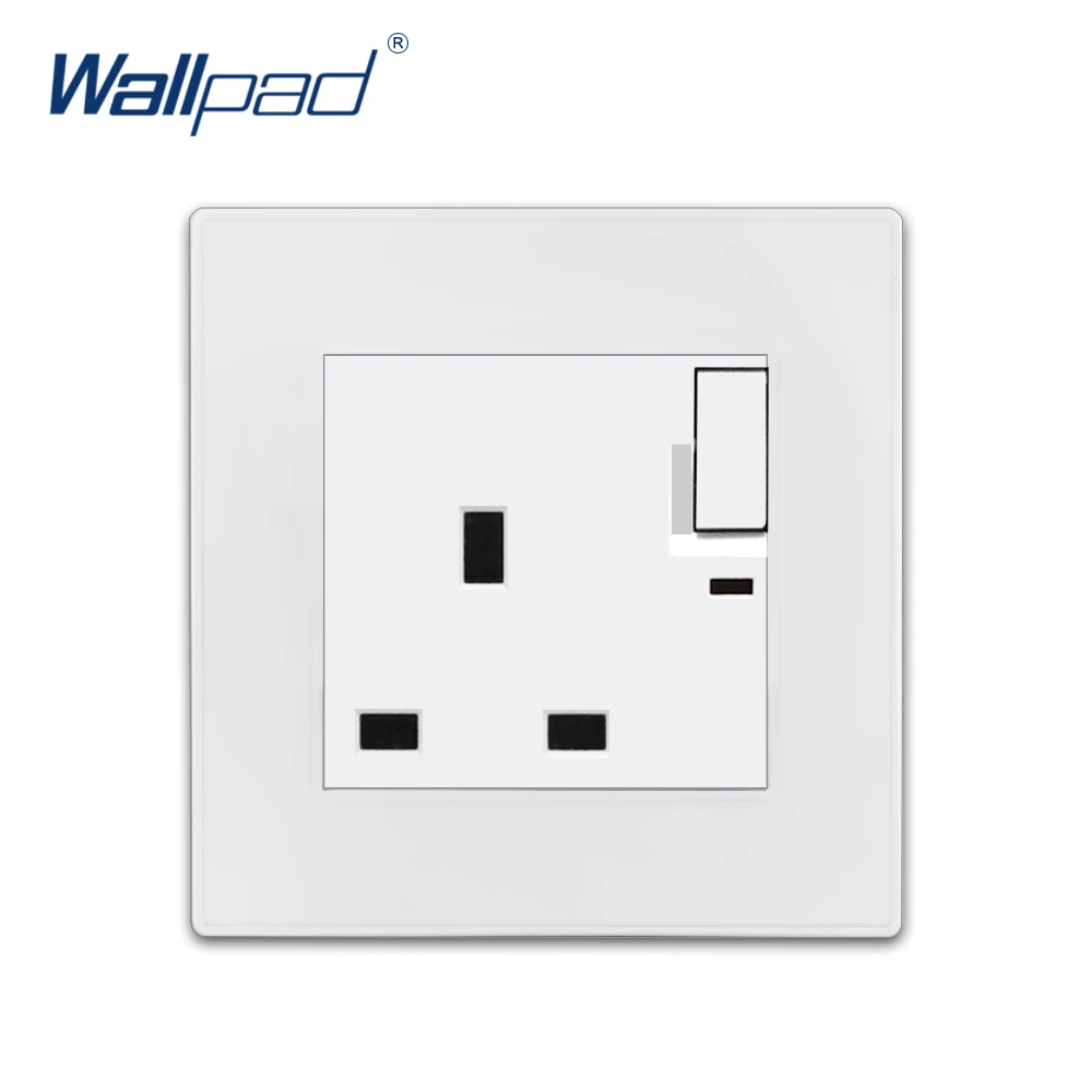 

Wallpad Switched UK 13A Socket Luxury White PC Panel Wall Power Electrical Outlet Sockets