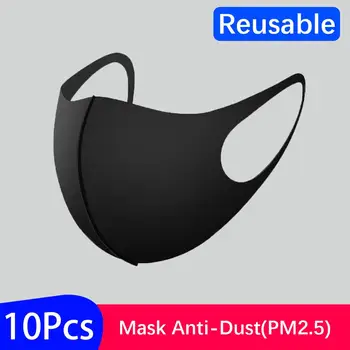 

New Cotton Cloth 10 Pcs Washable Mouth Mask Black DustProof Filter Respirator Dust Proof Face Masks Reusable FPP2 Adult PM 2.5