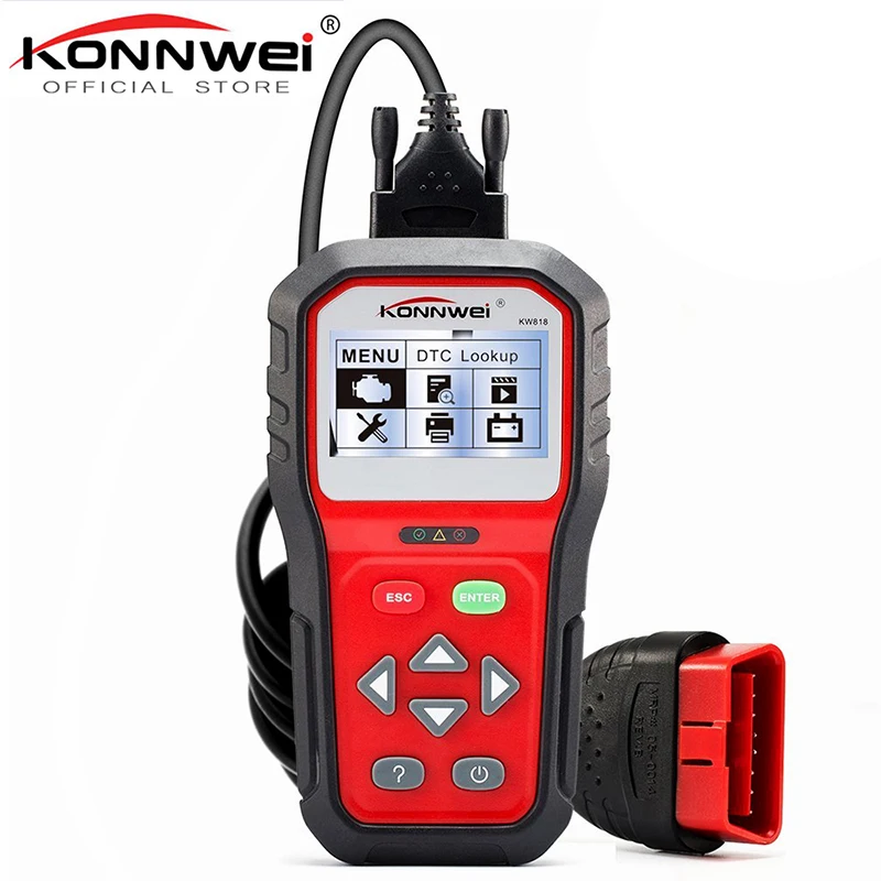KONNWEI KW818 Улучшенный OBDII ODB2 EOBD автомобильный диагностический сканер 12 В тестер батареи проверка двигателя автомобильный код считыватель инструмент
