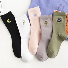 Милые забавные носки с героями мультфильмов для девочек, Kawaii, meias, корейские носки с вышивкой в стиле Харадзюку, кучи забавных носков