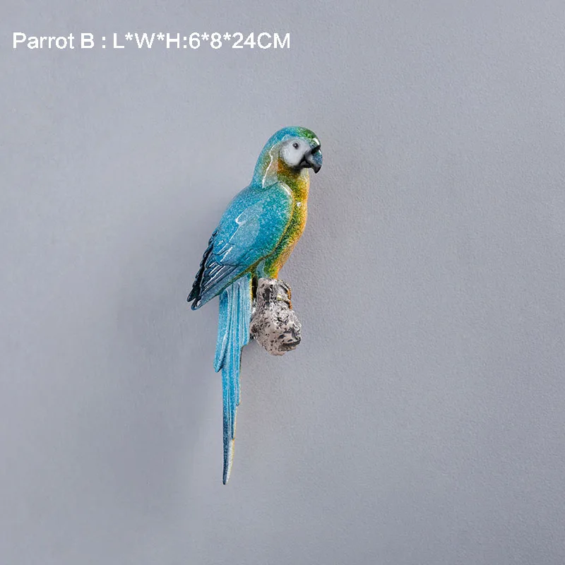 PARROT B Ручная роспись поли резиновый попугай фигурка птицы настенное крепление доска с крючками - Цвет: PARROT B