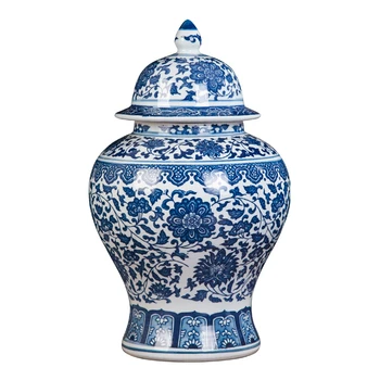 

Jingdezhen ceramic jar antique ornament, blue and white TV cabinet general tankstorage tank handicraft decorative vase